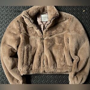 Bagatelle Plush Faux Fur Coat in Beige